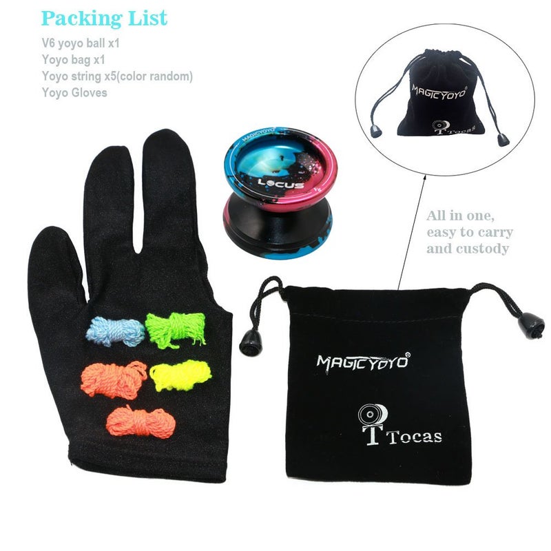 MAGICYOYO V6 Locus Yoyos Pro Responsive Yoyo for Kids to Adults | Beginner to Advanced Cool Tricks Yo-Yos | Metal Yo-yo Ball with 5 Yo Yos Strings + Glove+ Bag+ User Manual Kit | Blue&Pink&Black ï»¿ - Image 3